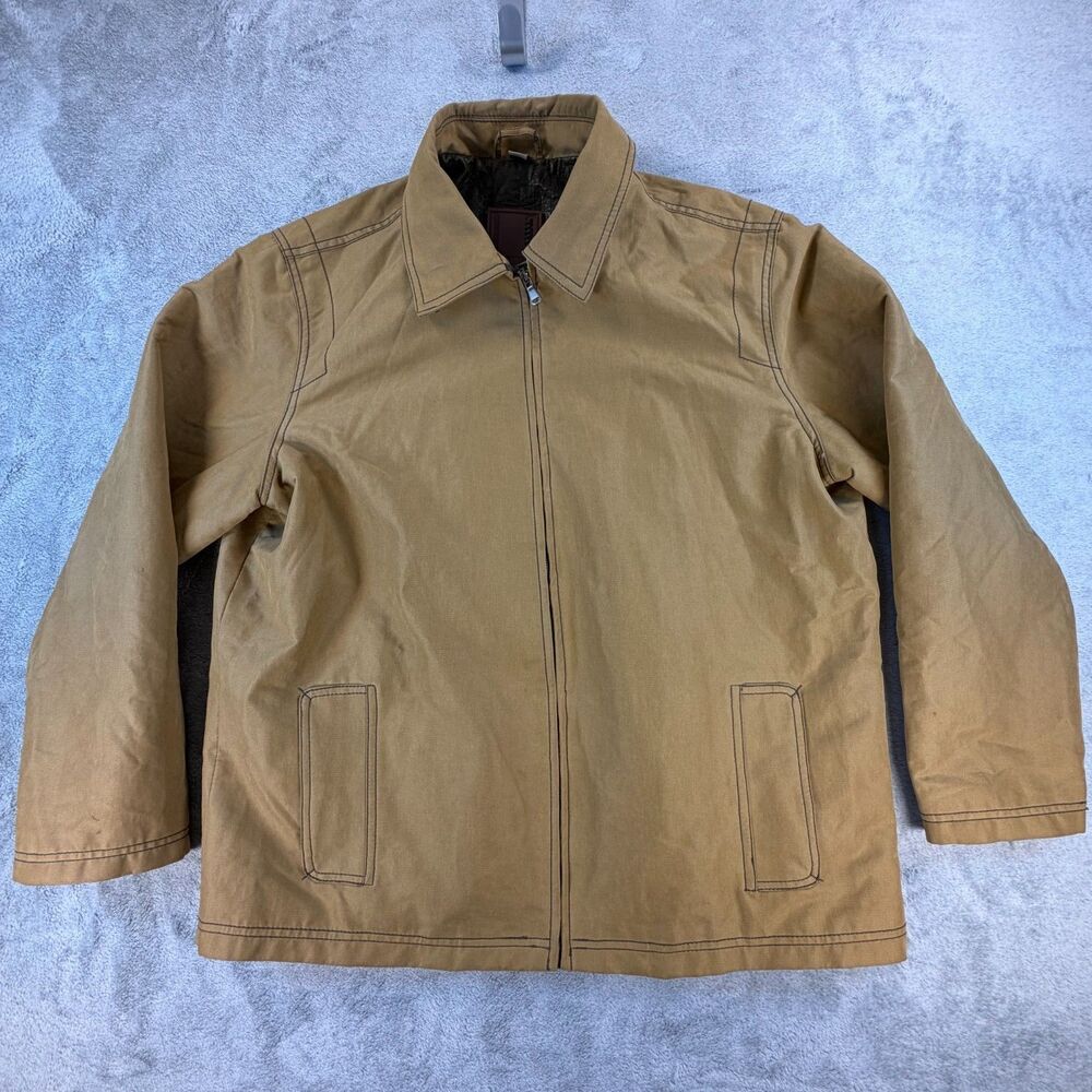 Vertical by Robert Comstock Jacket Mens XL Canvas Zip Brown Workwear Coat